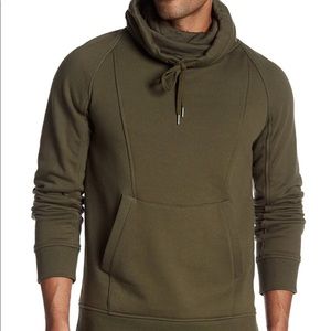 Helmut Lang Cowl Neck Hoodie Sweatshirt Pullover Olive Green - Medium (M)